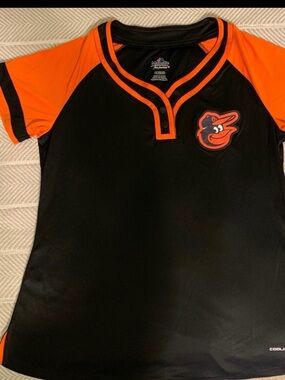 Majestic Black and Orange Women's Short Sleeve Tee